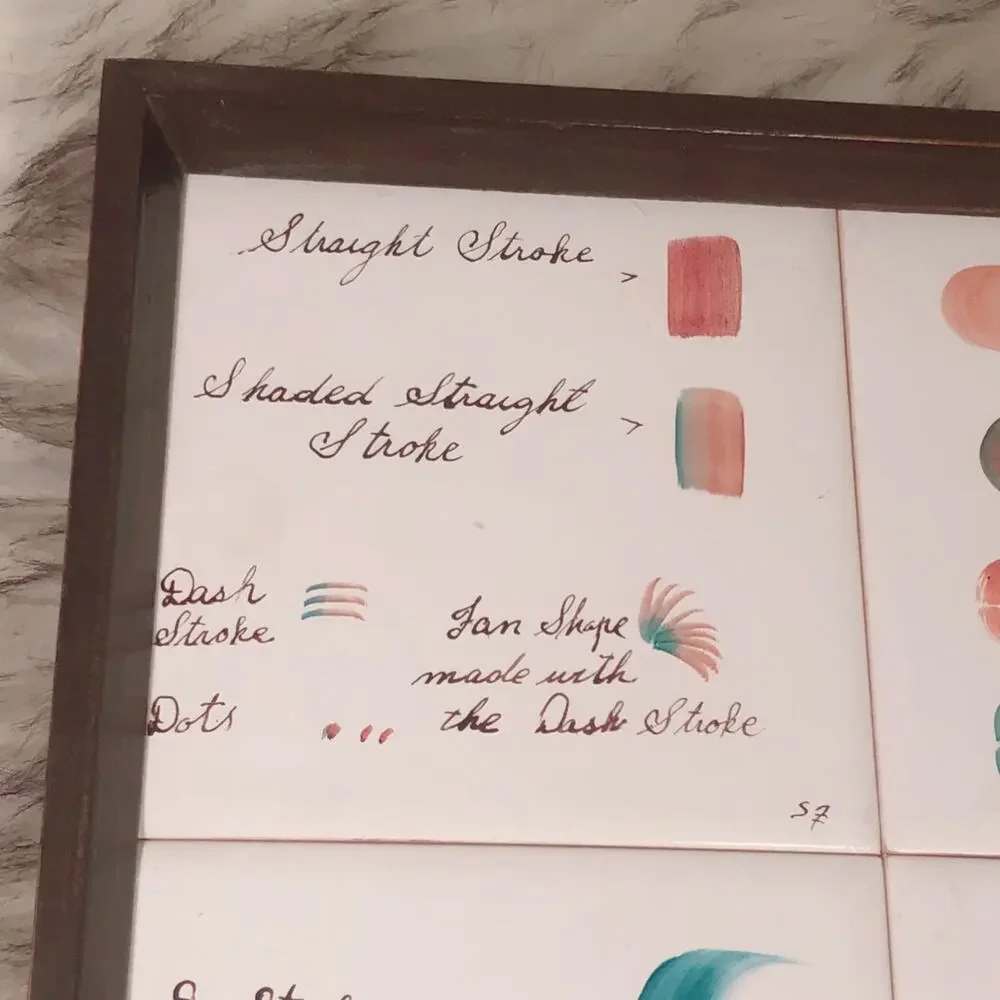 Vintage Framed Tile Brush Strokes Artwork